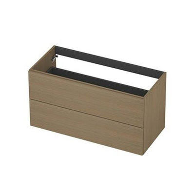 INK Wastafelonderkast - 100x45x52cm - 2 lades - opliggende grepen - MDF - olijf eiken