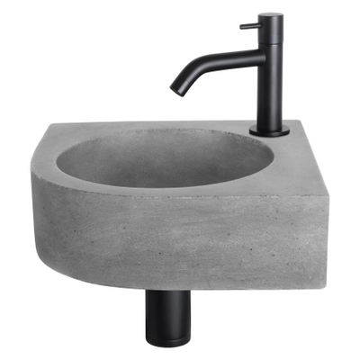 Differnz Cleo pack lave-mains d'angle – 31,5 x 31,5 x 10 cm – béton gris – robinet courbé noir mat