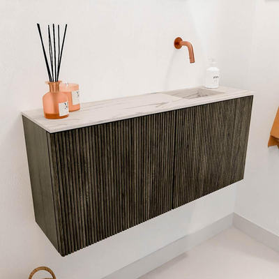 Mondiaz JOYA-DLUX 90cm toiletmeubel - kleur Shadow - Wastafel FAYE positie Rechts Zonder kraangat kleur Nata.