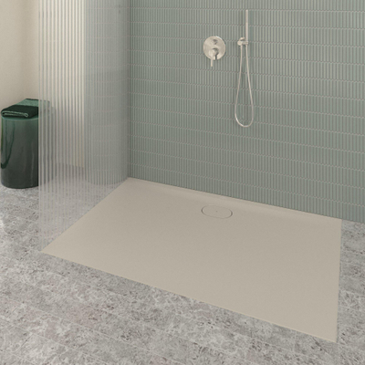 Villeroy & Boch Ecora douchebak - 140x90x3.5cm - afvoer lange zijde - almond (beige)