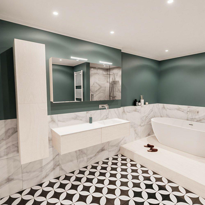 ENSEMBLE DE MEUBLE MONDIAZ LUSH - 150cm - 2 tiroirs - lavabo cloud - vasque à droite - 0 trous de robinet - sous-couche