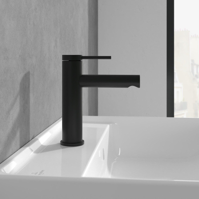 Villeroy & Boch Loop & Friends ensemble de robinet à une poignée avec bonde de vidage à tirette - noir mat