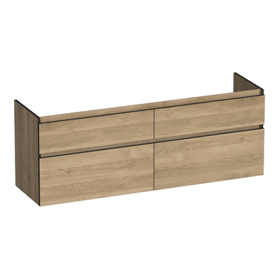 BRAUER Delight Edge meuble sous-lavabo 160 4 tiroirs softclose - sans poignée - 2 découpes pour siphon - Sunlit