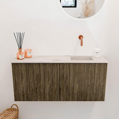 Mondiaz JOYA-DLUX 90cm toiletmeubel - kleur Dusk - Wastafel FAYE positie Rechts Zonder kraangat kleur Nata.