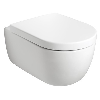 Plieger kansas WC suspendu avec chasse d'eau profonde 36x54,5cm comprenant un siège de toilette à fermeture progressive et un dispositif de levage, blanc brillant.