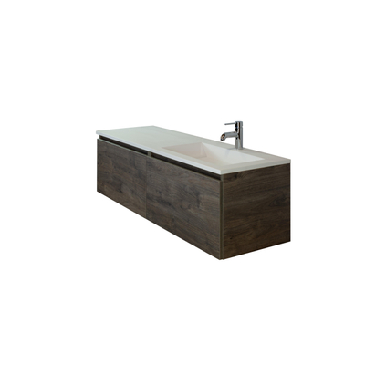 HR Badmeubelen Thin lavabo résine de synthèse 140,5x2x45,5cm cuve DR blanc mat 1trr
