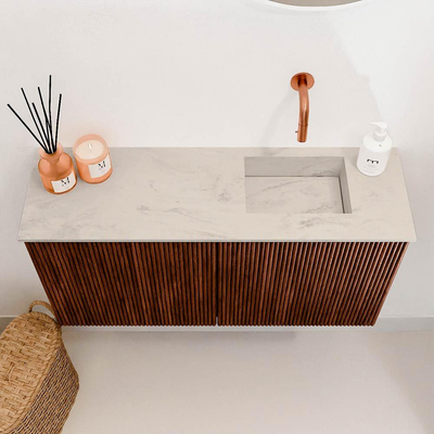 Mondiaz JOYA-DLUX Meuble de toilette 80cm - couleur Ruby - Lavabo FAYE position Droite Sans trou de robinet couleur Opalo