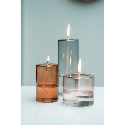 Wellmark olielamp - 19.5x7.5cm - gerecycled glas - grey