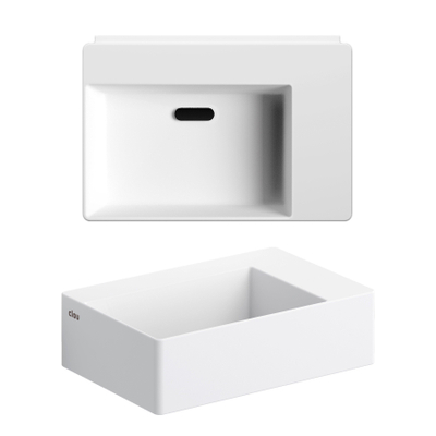 Clou Flush lave-mains 35,5x24,5cm trou de robinet pré-percé aluite Blanc mat