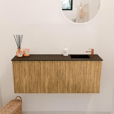 Mondiaz JOYA 100cm toiletmeubel - kleur Oak - Wastafel FAYE positie Rechts 1 kraangat kleur Urban.
