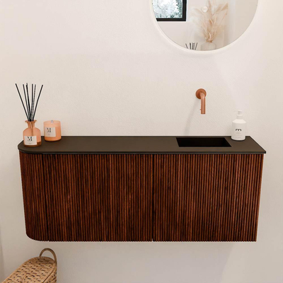 Mondiaz JOYA 101.6cm toiletmeubel - ronding links kleur Ruby - Wastafel FAYE positie Rechts Zonder kraangat kleur Urban.
