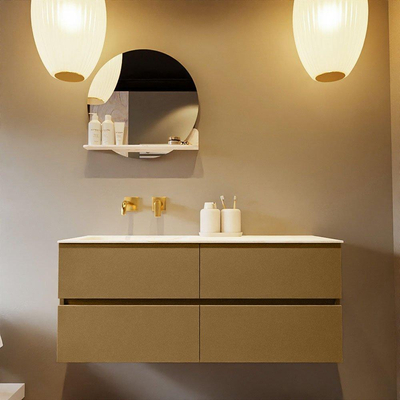 Mondiaz VICA-DLUX ensemble de meuble de salle de bain - 120cm - meuble sous-vasque oro - 4 tiroirs - lavabo encastré cloud gauche - sans trous de robinet - version haute de 60cm - ostra