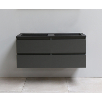 Basic Bella Meuble salle de bains avec lavabo acrylique Noir 120x55x46cm sans trous de robinet Anthracite mat