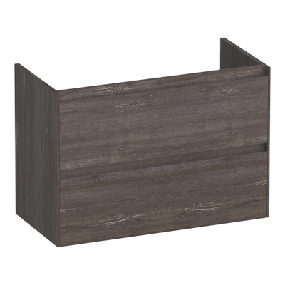 BRAUER Inspire wastafelonderkast ondiep 80 2 softclose lades - greeploos - 1 sifon uitsparing - Driftwood
