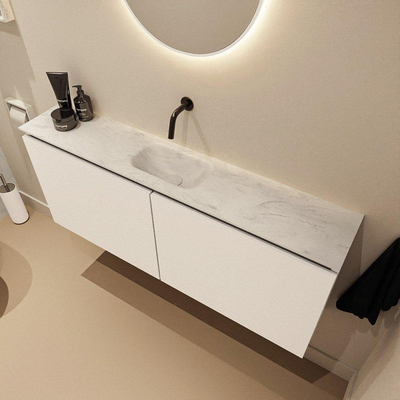 MONDIAZ TURE-DLUX 120cm toiletmeubel Talc. EDEN wastafel Opalo positie midden. Zonder kraangat.