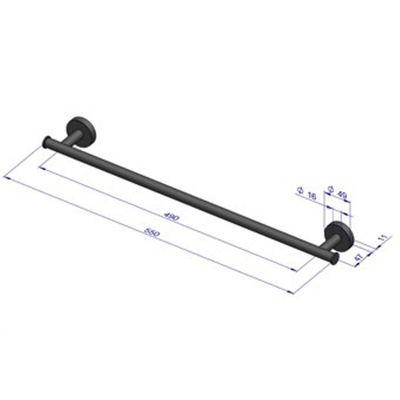 Plieger Como handdoekbeugel magnetisch 550mm mat zwart SHOWROOMMODEL