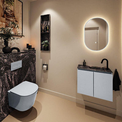 MONDIAZ TURE-DLUX 60cm toiletmeubel Clay. EDEN wastafel Lava positie rechts. Met 1 kraangat.