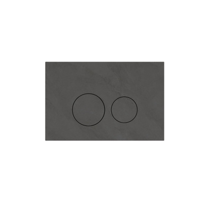 Pack WC QeramiQ Dely Swirl Compact - réservoir encastrable Geberit UP320 - avec bâti-support Burda - abattant slim - plaque de commande en pierre naturelle marbre foncé - boutons ronds - blanc brillant