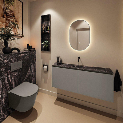 MONDIAZ TURE-DLUX Meuble toilette - 120cm - Smoke - EDEN - vasque Lava - position centrale - sans trou de robinet