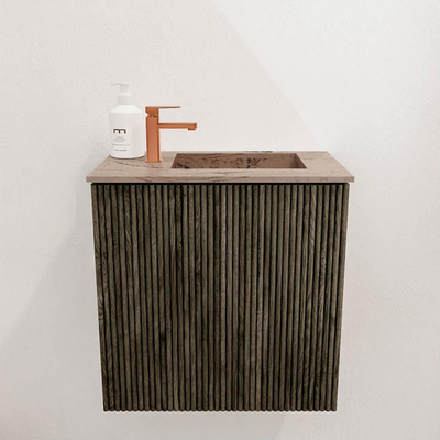 Mondiaz JOYA-DLUX 40cm toiletmeubel - kleur Shadow - Wastafel FAYE positie Rechts 1 kraangat kleur Arena.
