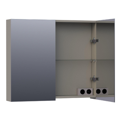 BRAUER Impress armoire de toilette – 80 x 70 x 15 cm – 2 portes, portes-miroir double face – Taupe mat