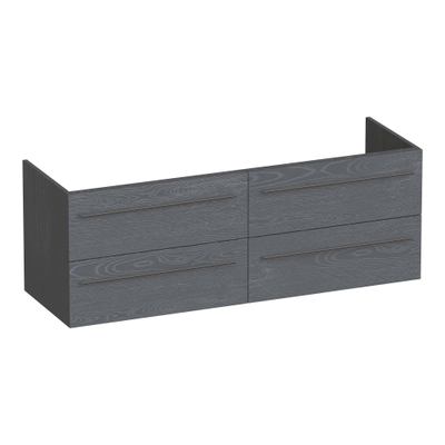 BRAUER Trust meuble sous-lavabo 140 sans poignées rapportées 4 tiroirs softclose et 2 découpes pour siphon - Timber Grey