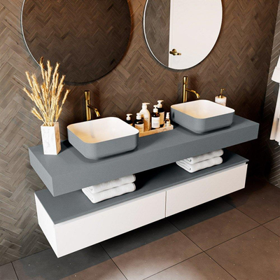 Mondiaz TOP 46 Vrijhangend Topblad - 160x46x12cm - geschikt voor waskom - Solid surface - Plata
