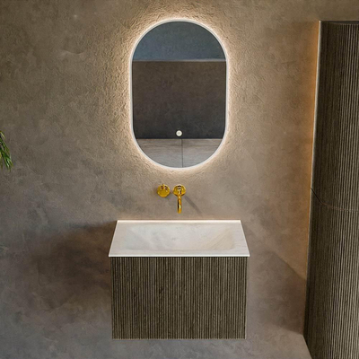 Mondiaz KURVE-DLUX Badkamermeubelset - 60x46x40cm - 1 lade - wastafel solid surface - midden - zonder kraangat - Shadow