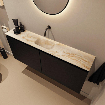 MONDIAZ TURE-DLUX Meuble WC 120 cm Urban. EDEN vasque Frappe position milieu. Sans trou de robinet.