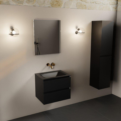 Mondiaz AIVY Ensemble de meuble - 60x45x50cm - 0 trous de robinet - 1 vasque Urban Solid surface - Centre - 2 tiroirs - sans miroir - MDF Urban
