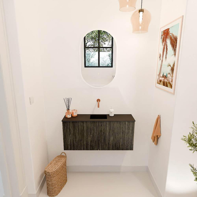 Mondiaz JOYA 90cm meuble de salle de bains - couleur Shadow - Vasque FAYE position Milieu Sans trou de robinet couleur Urban.