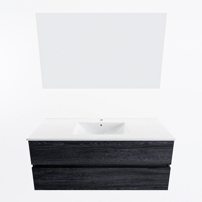 Mondiaz VICA ensemble de meuble de salle de bain - 120cm - meuble sous-vasque Antracite - 2 tiroirs - lavabo denia milieu - 1 trou de robinet - couleur Blanc Brillant - miroir LED - version XL 60cm haut