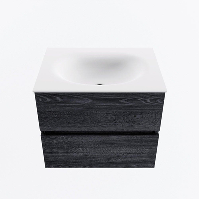 Mondiaz VICA ensemble de meuble de salle de bain - 60cm - meuble sous-vasque Anthracite - 2 tiroirs - lavabo moon milieu - 1 trou de robinet - version haute de 60cm - talc