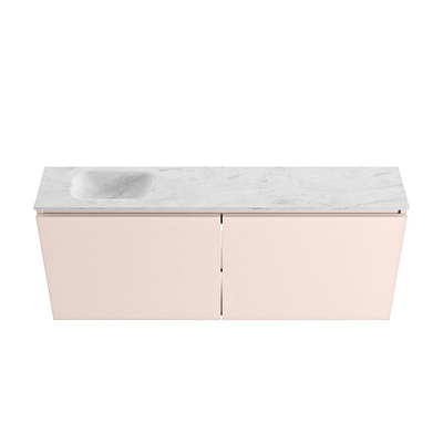 MONDIAZ TURE-DLUX Meuble WC 120 cm Rosee. Lavabo EDEN Opalo position gauche. Sans trou de robinet.