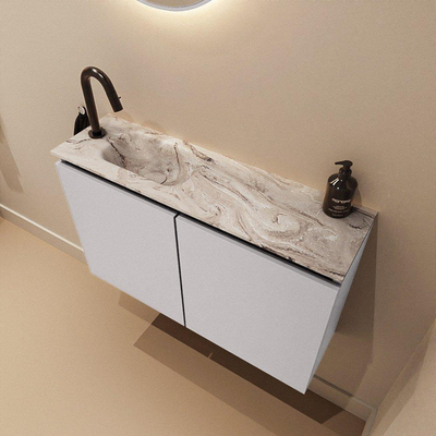 MONDIAZ TURE-DLUX Meuble WC 80cm Cale. EDEN lavabo Glace position gauche. Avec 1 trou de robinet.