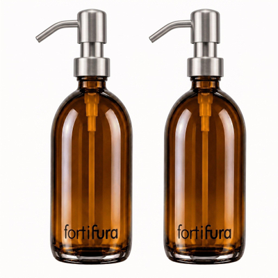 Fortifura Calvi Distributeur de savon - 500 ml - lot de 2 - support - inox brossé