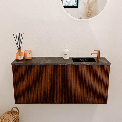 Mondiaz JOYA-DLUX 90cm meuble de toilette - couleur Ruby - Vasque FAYE position Droite 1 trou de robinet couleur Lava.