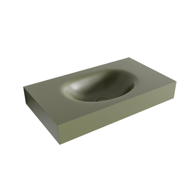 Mondiaz MOON Vrijhangende wastafel - 80cm - wasbak midden - rand 12cm - Solid surface Army