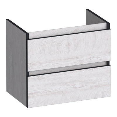 BRAUER Joy Edge meuble sous lavabo peu profond 60 2 tiroirs softclose - sans poignée - 1 découpe pour le siphon - Forest Seashell