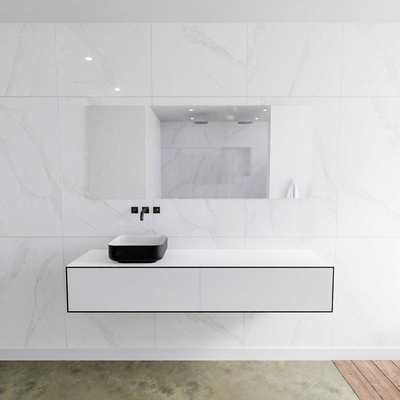 Mondiaz Lagom Meuble salle de bains 170x30.9x45cm Solid Surface Urban 2 tiroirs avec lavabo BINX vasque à poser Gauche sans trous de robinet