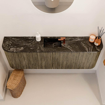 Mondiaz JOYA-DLUX 123.2cm toiletmeubel - ronding links en rechts kleur Dusk - Wastafel FAYE positie Midden 1 kraangat kleur Lava.