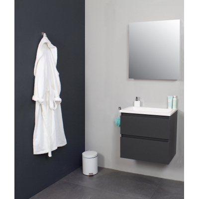 Basic Bella Meuble avec lavabo acrylique 60x55x46cm sans trou de robinet Anthracite mat