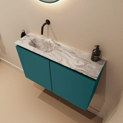 MONDIAZ TURE-DLUX 80cm toiletmeubel Smag. EDEN wastafel Glace positie links. Zonder kraangat.