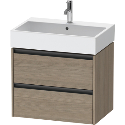 Duravit Ketho 2 meuble sous-lavabo avec 2 tiroirs 68.4x46x54.9cm avec poignées chêne anthracite terra mat