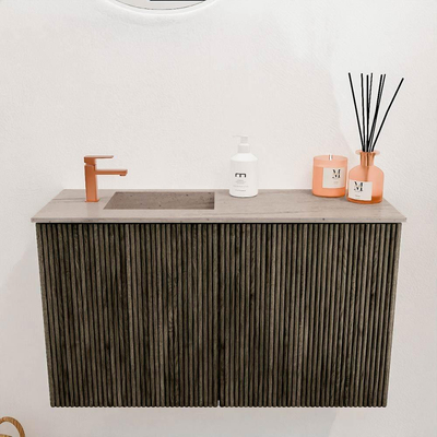 Mondiaz JOYA-DLUX 70cm toiletmeubel - kleur Shadow - Wastafel FAYE positie Links 1 kraangat kleur Saba.