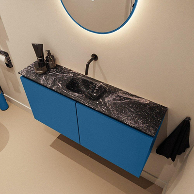 MONDIAZ TURE-DLUX 100cm toiletmeubel Jeans. EDEN wastafel Lava positie midden. Zonder kraangat.