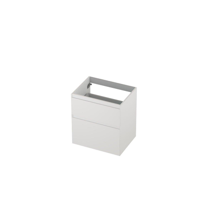 INK Wastafelonderkast - 60x45x65cm - 2 lades - greeploos - MDF lak - Mat wit