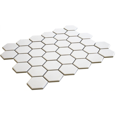 La Mosaic Factory Barcelona carreau mosaïque - 28,2x32,1cm - carrelage mural - Hexagone - Porcelaine Extra Blanc Brillant