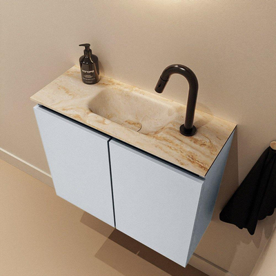 MONDIAZ TURE-DLUX Meuble toilette - 60cm - Clay - EDEN - vasque Frappe - position centrale - 1 trou de robinet