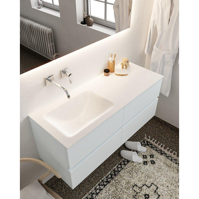 Mondiaz VICA ensemble de meuble de salle de bain - 120cm - meuble sous-vasque argile - 4 tiroirs - lavabo nuage gauche - sans trou de robinet - miroir LED - version XL 60cm de haut